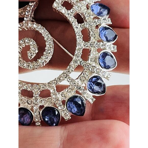 NAPIER Vintage Brooch Purple/Clear Rhinestone Large 2" Spiral Shell Pin Lavender - Picture 7 of 16